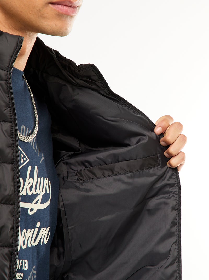 Blusão de penas leve acolchoado liso Preto - Kiabi