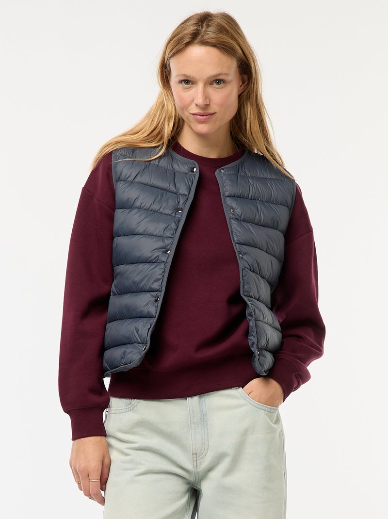 Blusão de penas leve e acolchoado sem mangas Azul - Kiabi