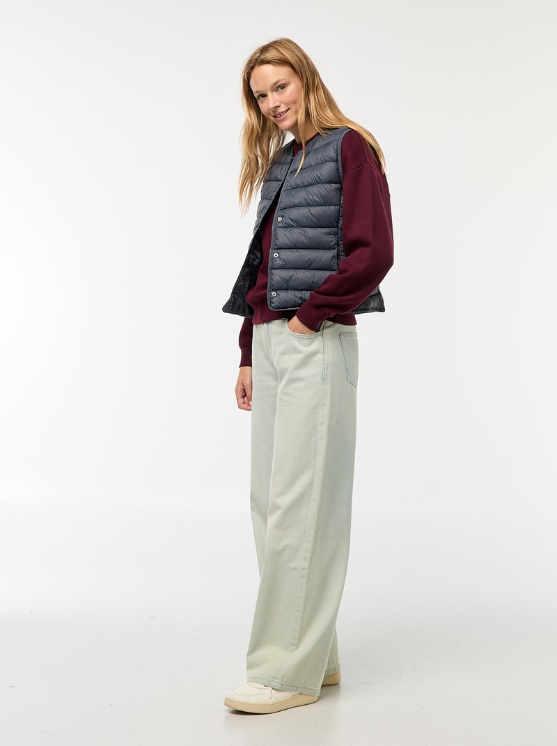 Blusão de penas leve e acolchoado sem mangas Azul - Kiabi