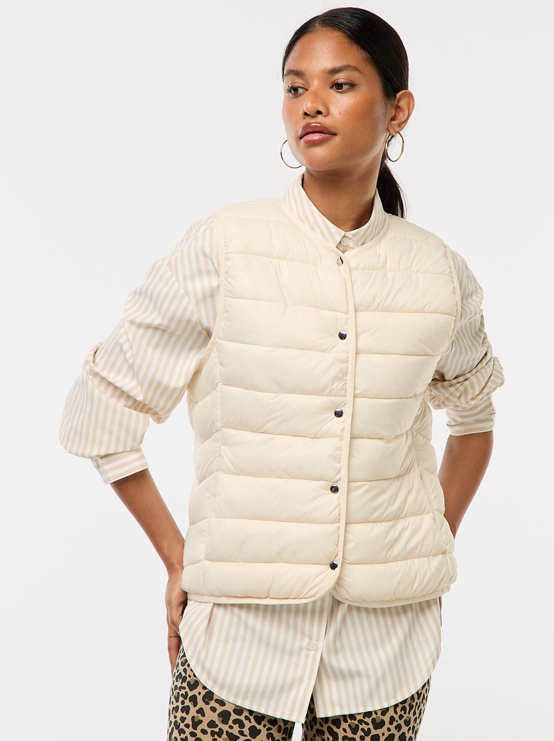 Blusão de penas leve e acolchoado sem mangas Branco - Kiabi