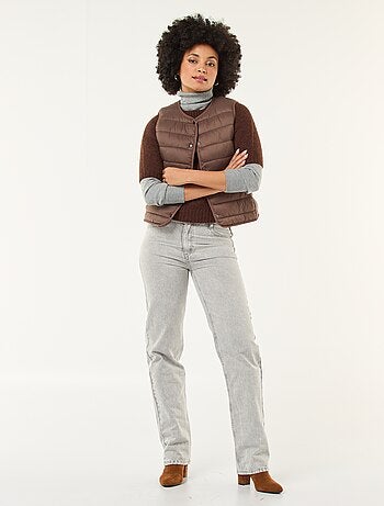 Blusão de penas leve e acolchoado sem mangas