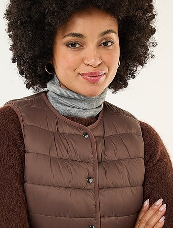 Blusão de penas leve e acolchoado sem mangas