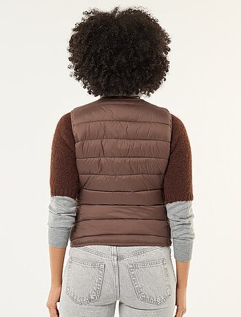 Blusão de penas leve e acolchoado sem mangas