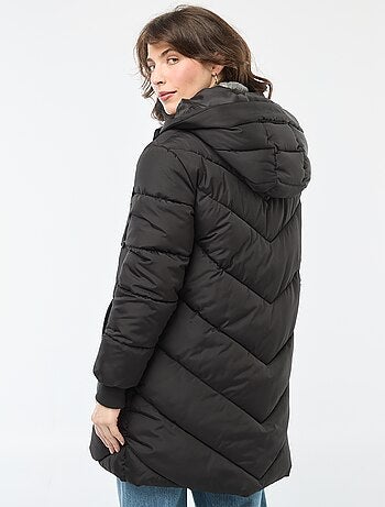 Blusão de penas liso e comprido com capuz 'JDY'