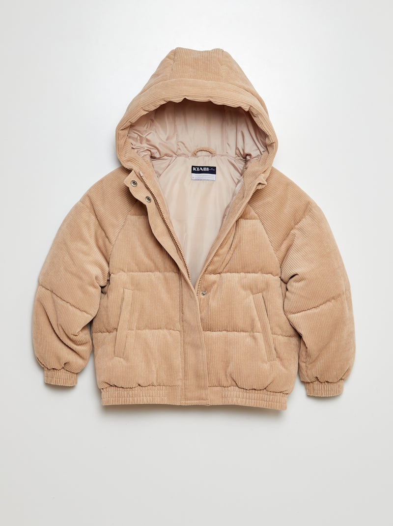 Blusão de penas nervurado com capuz BEGE - Kiabi