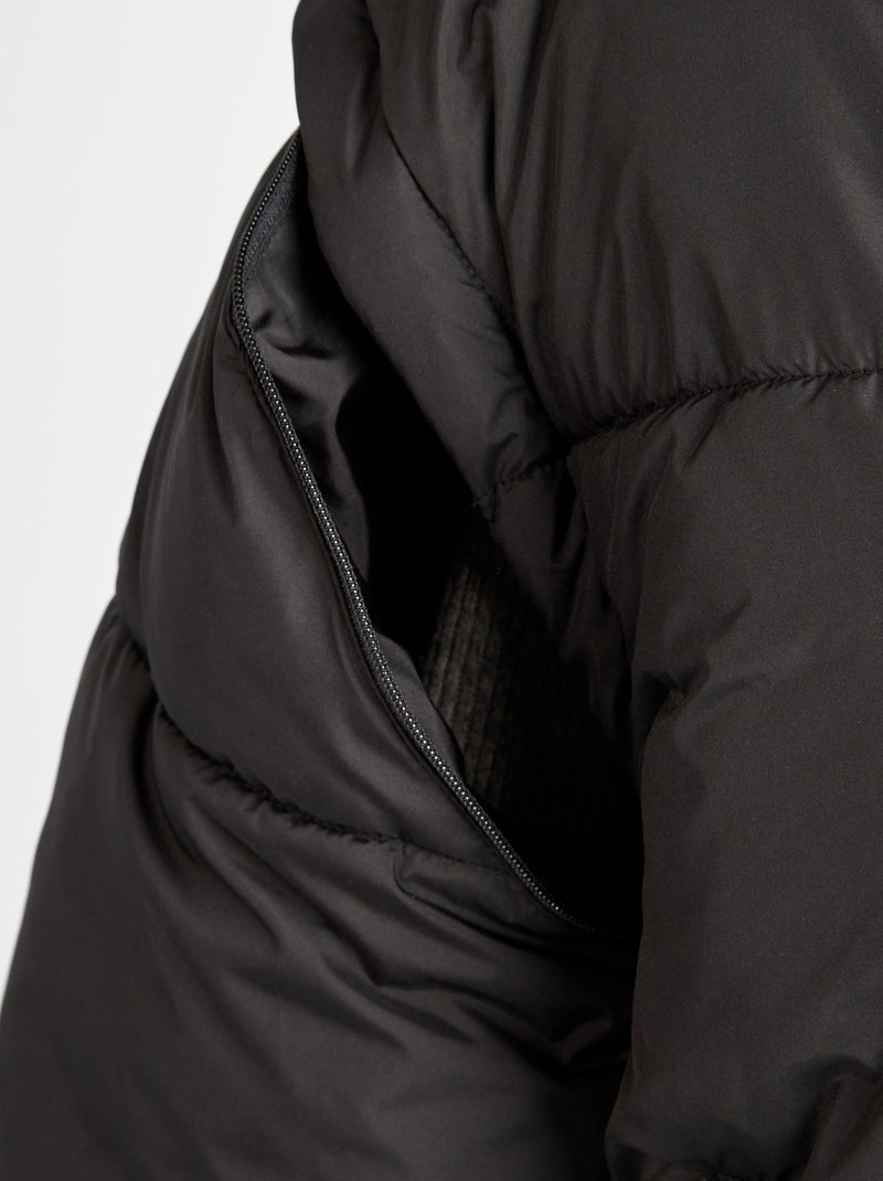 Blusão de penas puffy com mangas e capuz amovíveis Preto - Kiabi