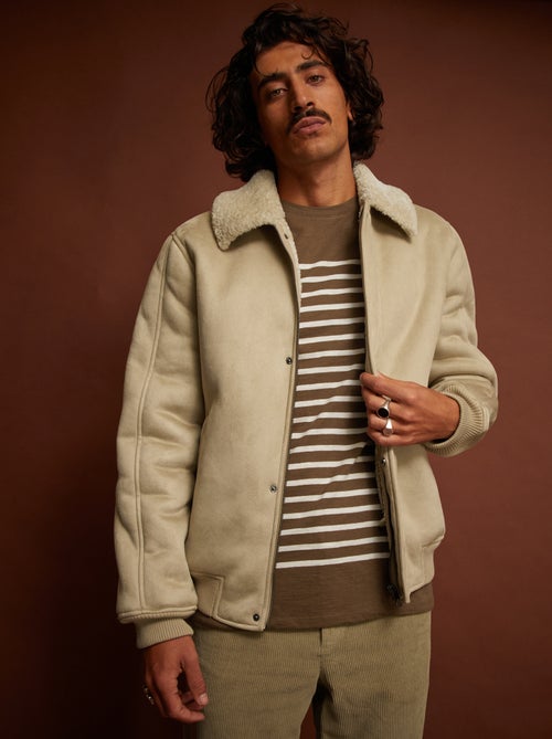 Blusão em camurça sintética estilo bomber - Kiabi