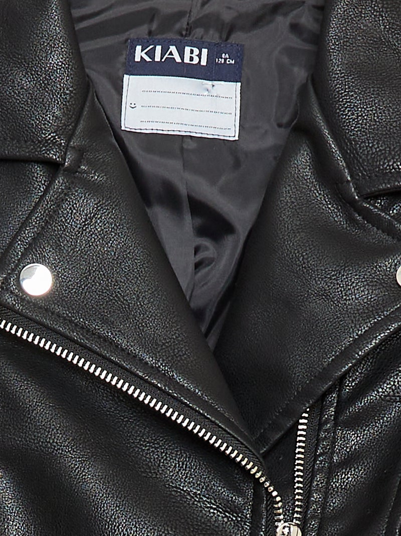 Blusão em imitação de pele texturizada Preto - Kiabi