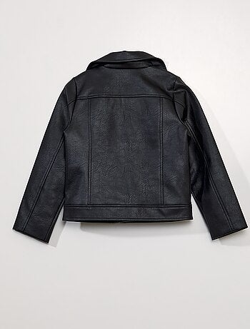 Blusão em pele sintética estilo motard