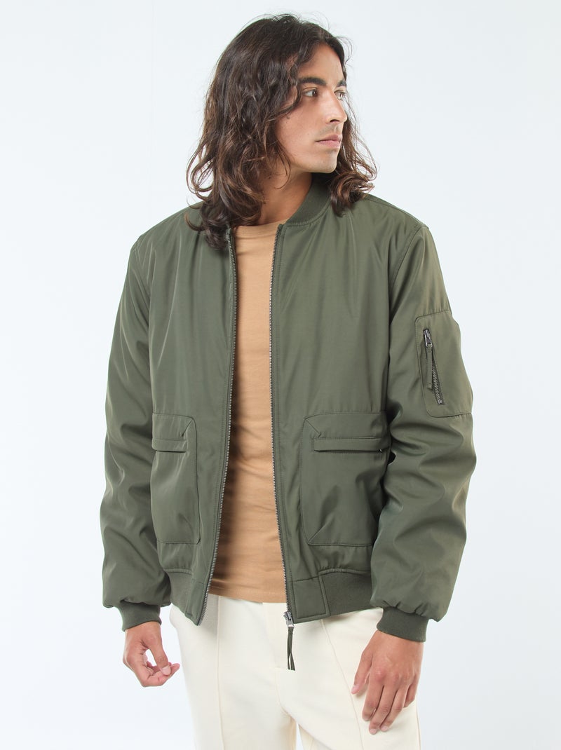 Blusão estilo aviador bolsos com foles e entrada dupla Verde - Kiabi