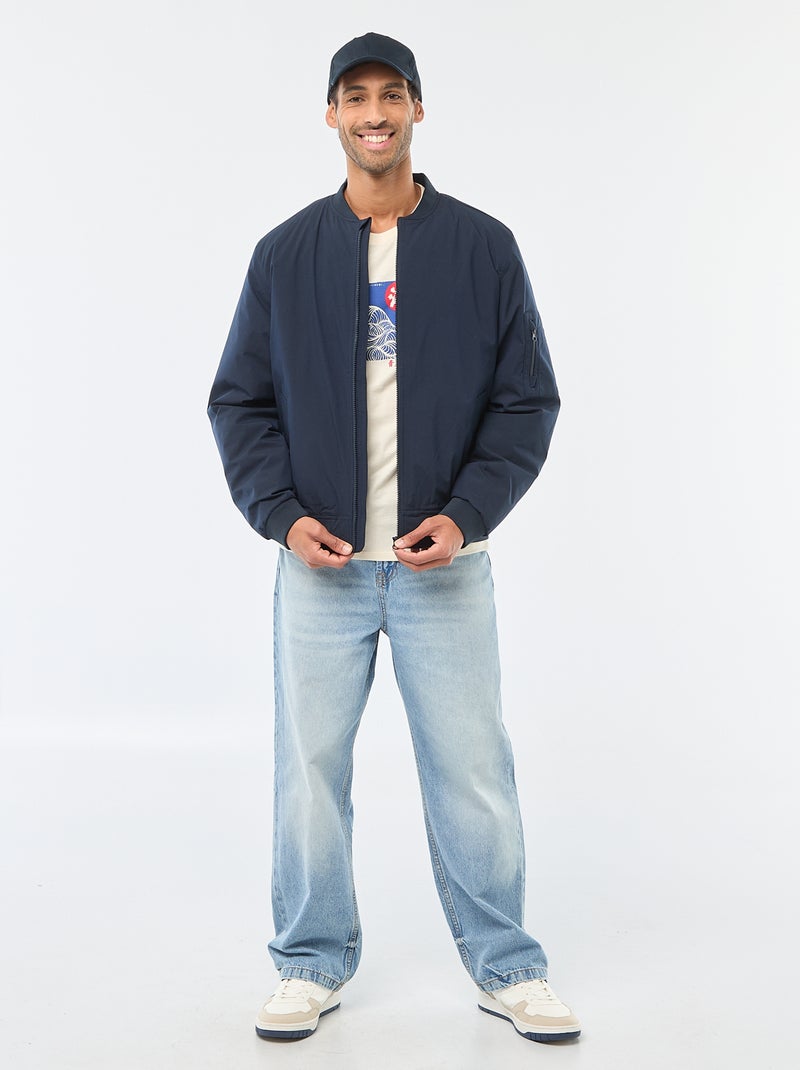 Blusão estilo aviador com bolso com fecho no braço Azul - Kiabi