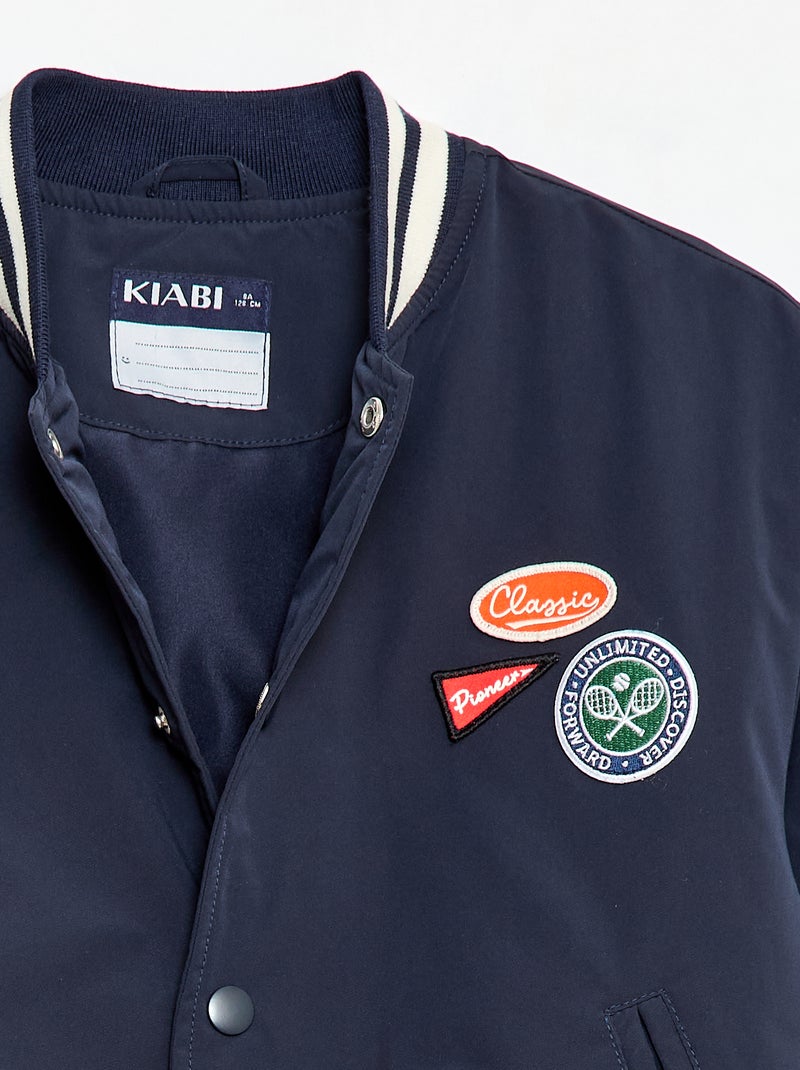 Blusão estilo aviador com botões de pressão Azul - Kiabi