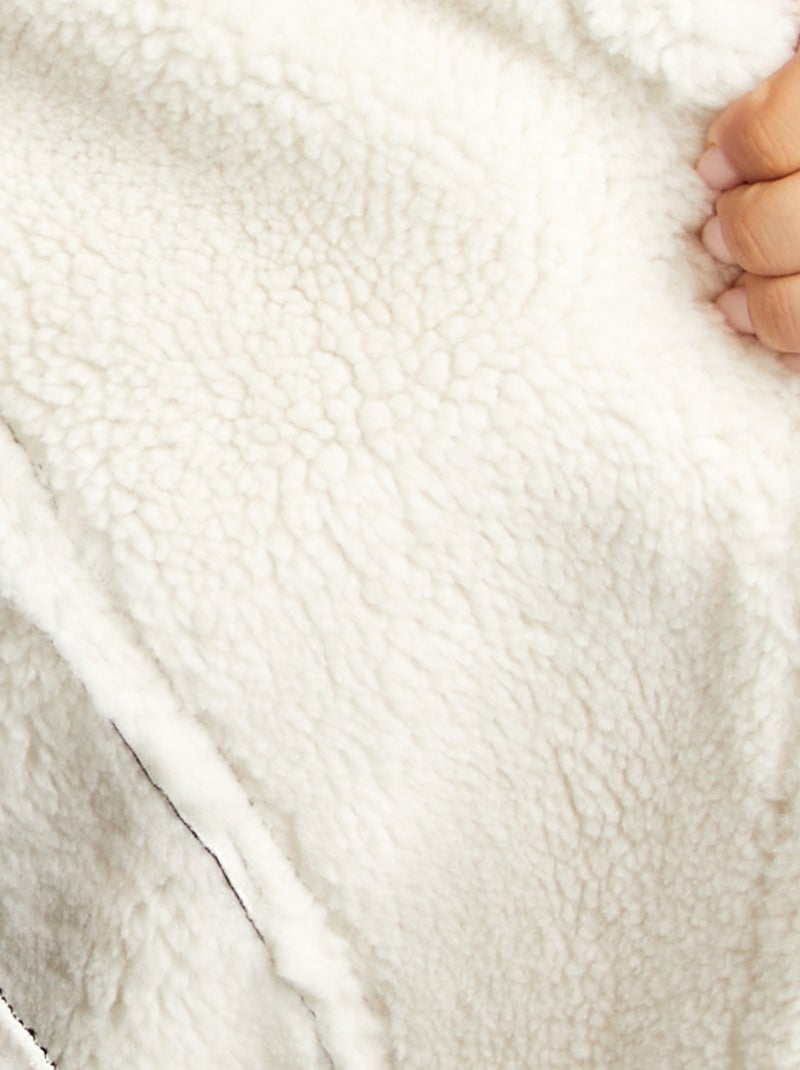 Blusão estilo aviador com gola com efeito ovelha Preto - Kiabi