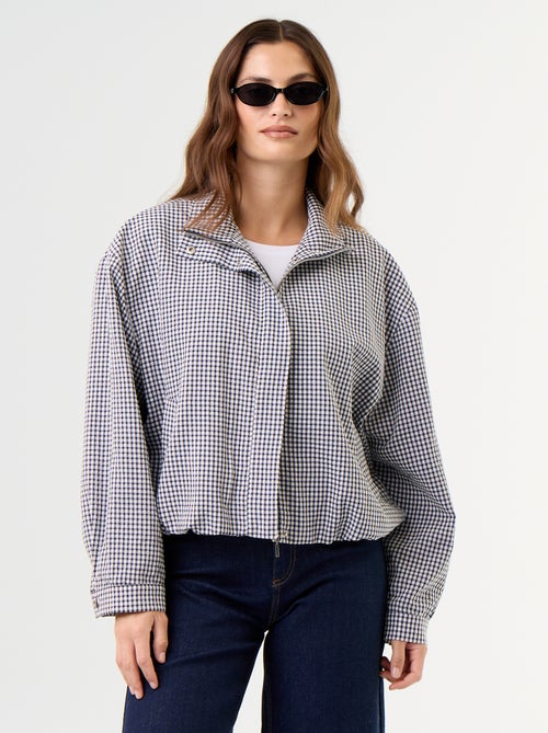 Blusão estilo bomber aos quadrados - Kiabi