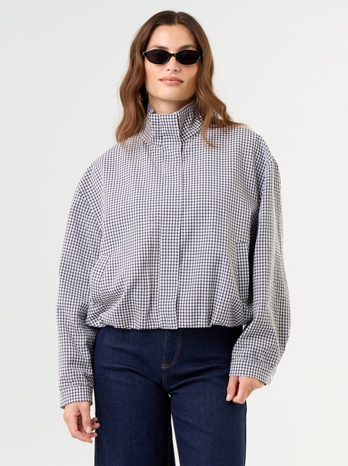 Blusão estilo bomber aos quadrados - Kiabi