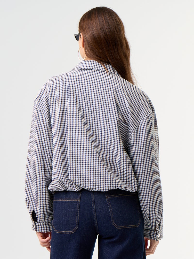 Blusão estilo bomber aos quadrados Azul - Kiabi
