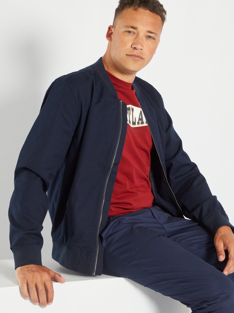 Blusão estilo Bomber liso AZUL - Kiabi