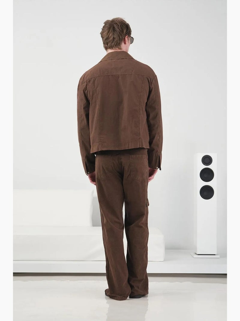 Blusão gabardina algodão com bolso giesto Castanho-claro - Kiabi