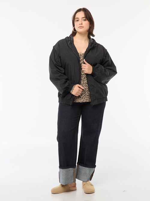 Blusão impermeável estilo corta-vento com capuz - Kiabi