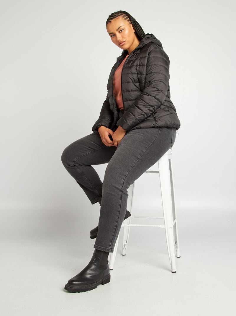 Blusão leve com capuz Preto - Kiabi