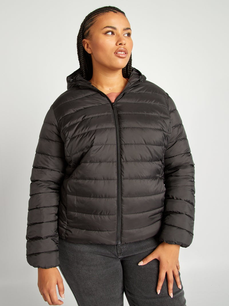 Blusão leve com capuz Preto - Kiabi