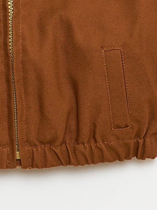 Blusão leve com fecho de correr e gola em veludo cotelê - Kiabi