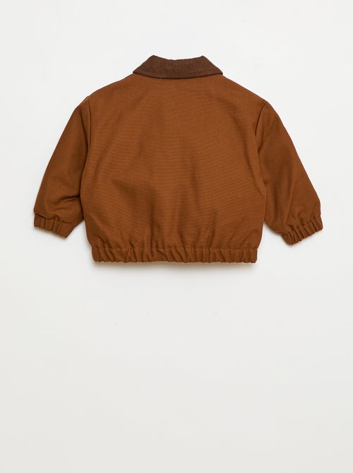 Blusão leve com fecho de correr e gola em veludo cotelê - Kiabi