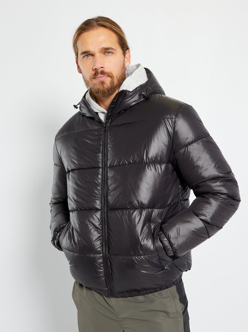 Blusão liso acolchoado Preto - Kiabi