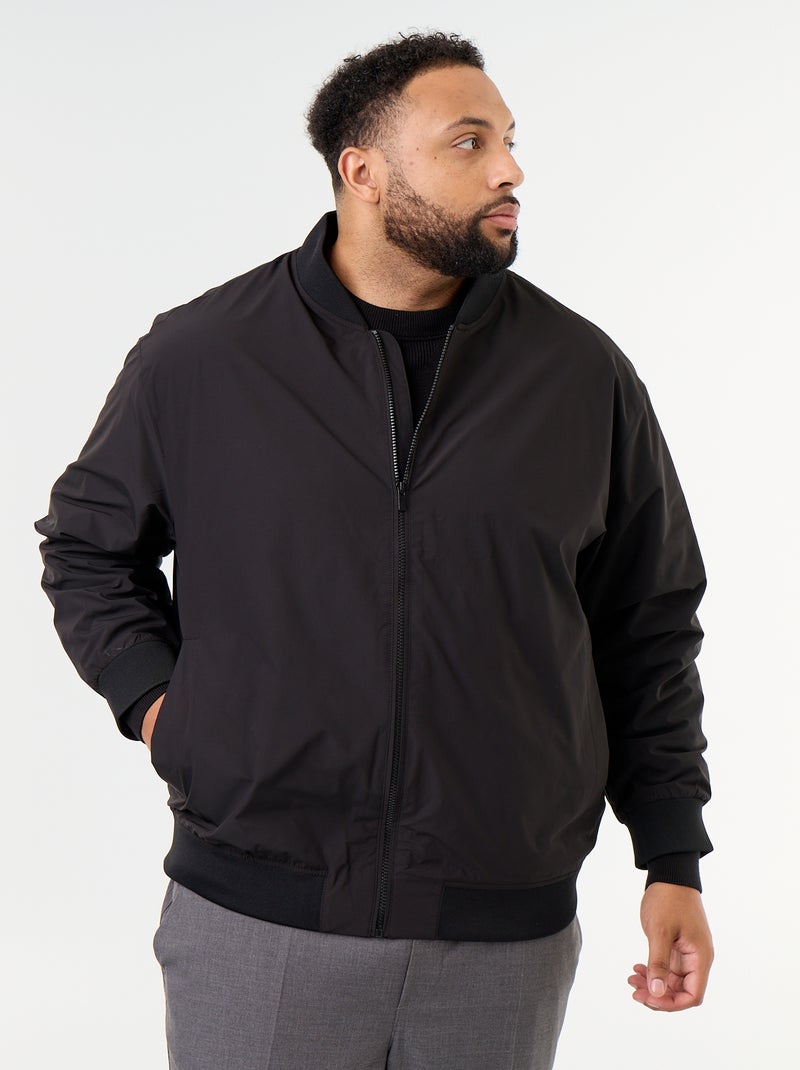 Blusão liso com fecho de correr Preto - Kiabi
