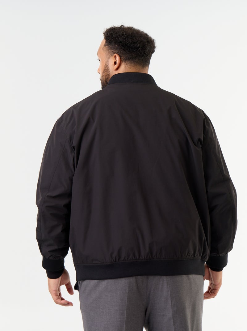 Blusão liso com fecho de correr Preto - Kiabi