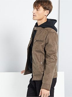 Blusão motard em camurça sintética - Kiabi