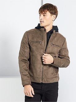 Blusão motard em camurça sintética - Kiabi