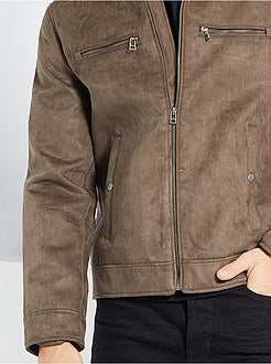 Blusão motard em camurça sintética - Kiabi