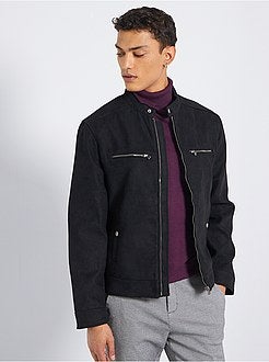 Blusão motard em camurça sintética - Kiabi