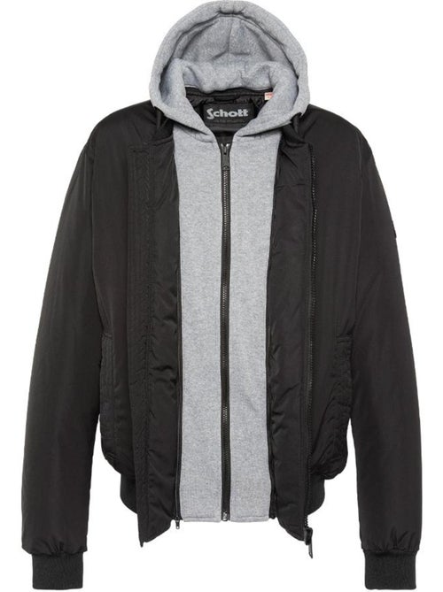 Blusão preto schott com gola amovível - Kiabi Blusão preto schott com gola amovível - Kiabi