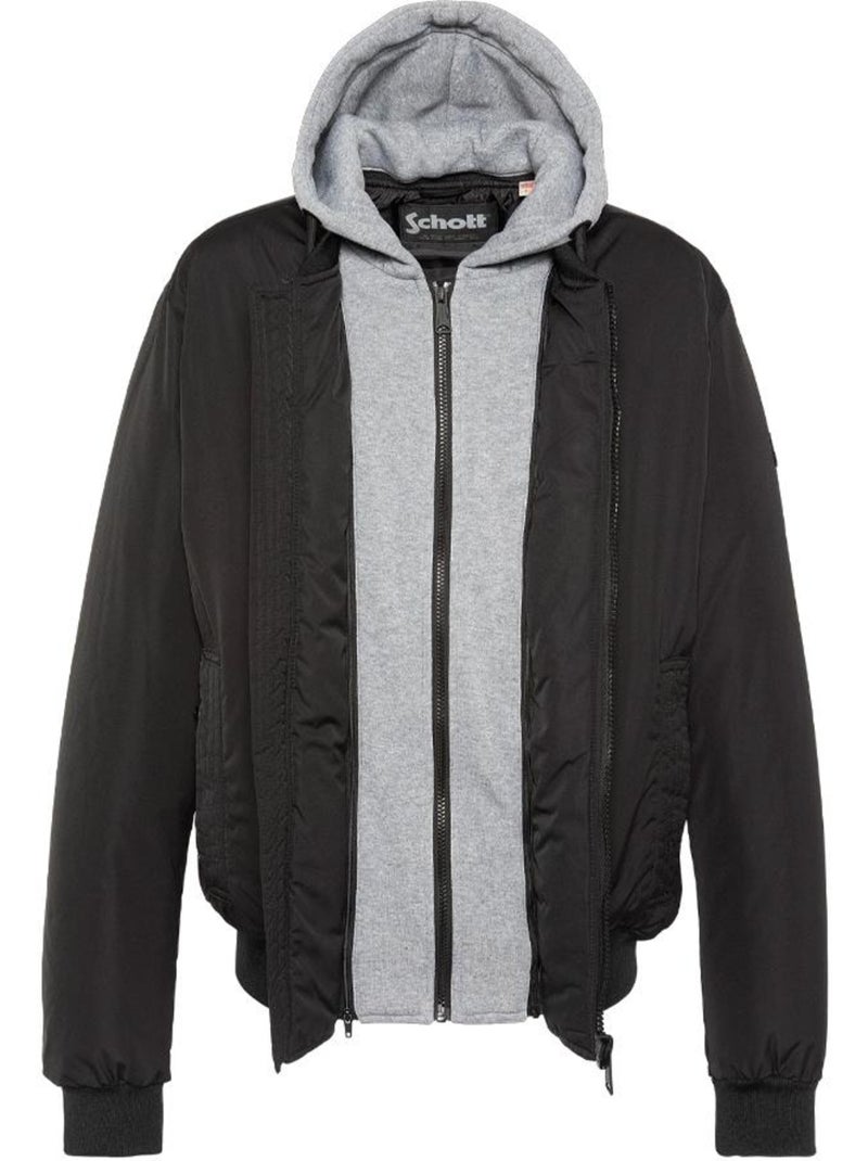 Blusão Preto Schott com Gola Amovível Preto - Kiabi