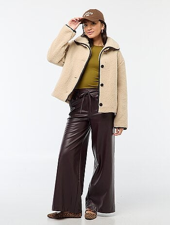 Blusão quente com efeito de pele de carneiro