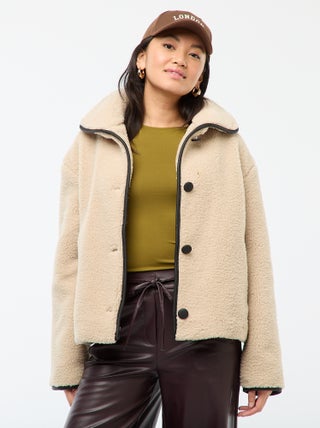 Blusão quente com efeito de pele de carneiro