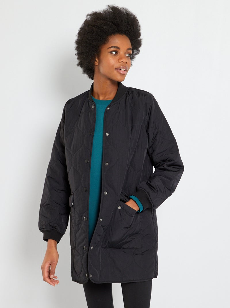 Blusão quilted Preto - Kiabi