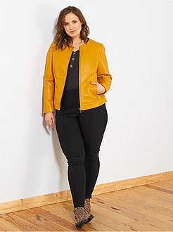 Blusão sem gola em pele sintética - Kiabi