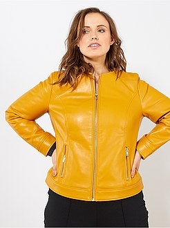 Blusão sem gola em pele sintética - Kiabi