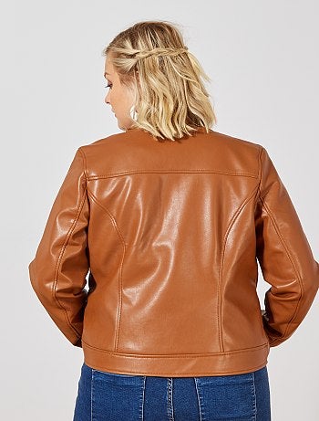 Blusão sem gola em pele sintética - Kiabi