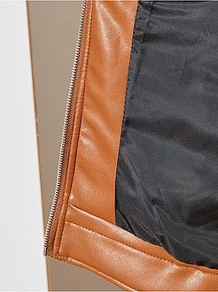 Blusão sem gola em pele sintética - Kiabi