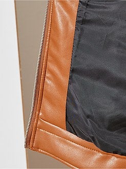 Blusão sem gola em pele sintética - Kiabi