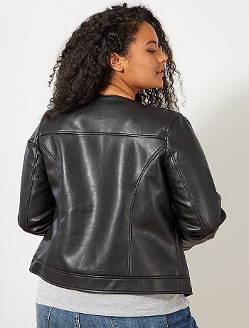 Blusão sem gola em pele sintética - Kiabi