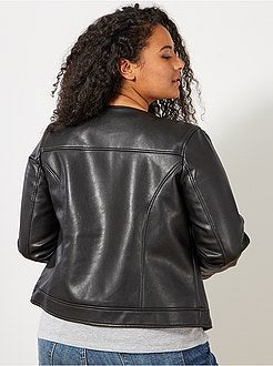 Blusão sem gola em pele sintética - Kiabi