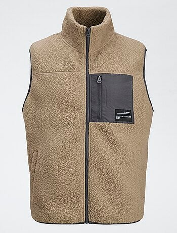 Blusão sem mangas 'JJrebel' com efeito borrego contrastante