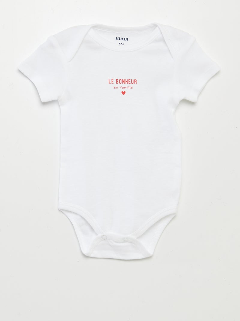 Bodies estampados em algodão - lote de 3 BRANCO - Kiabi
