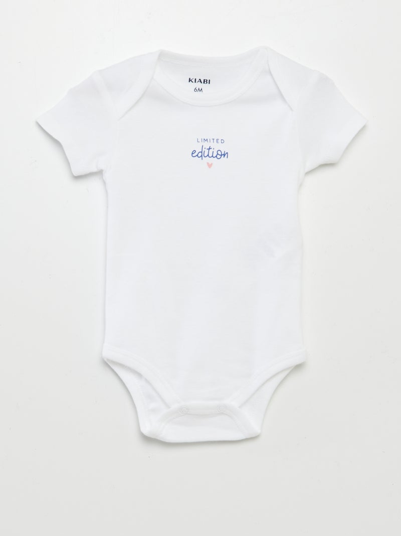 Bodies estampados em algodão - lote de 3 BRANCO - Kiabi
