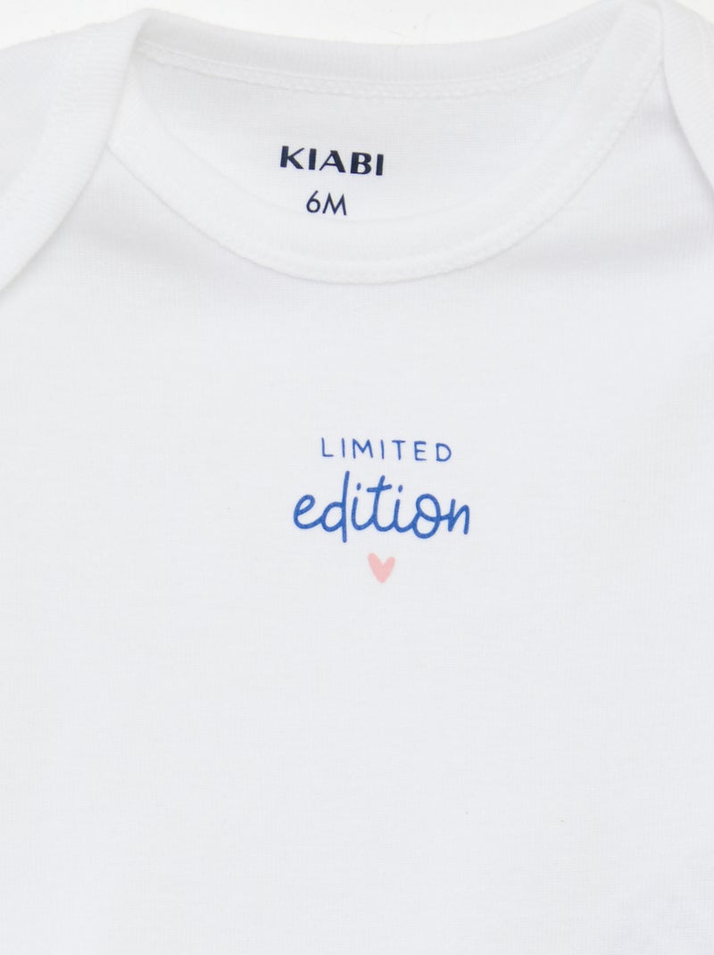 Bodies estampados em algodão - lote de 3 BRANCO - Kiabi